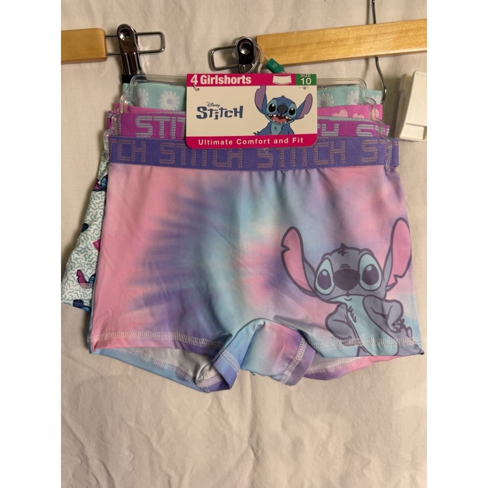 Girls Disney Stitch Underwear Shorts Four Pack Size 10 New With Tags
